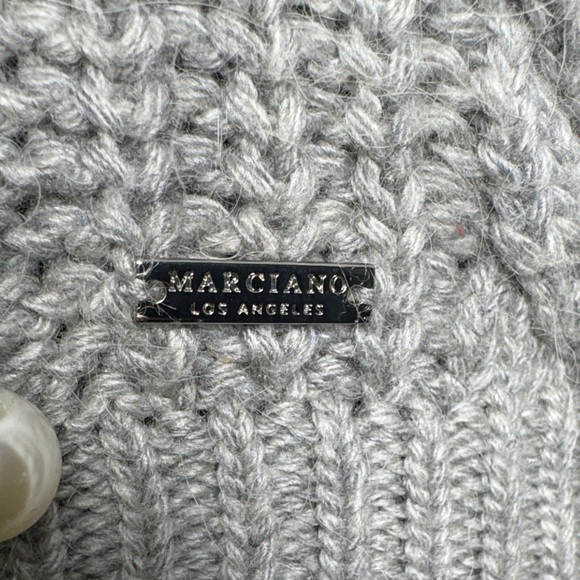 Marciano Gray Turtleneck Faux Pearl Embellished Sweater - Picture 2 of 12